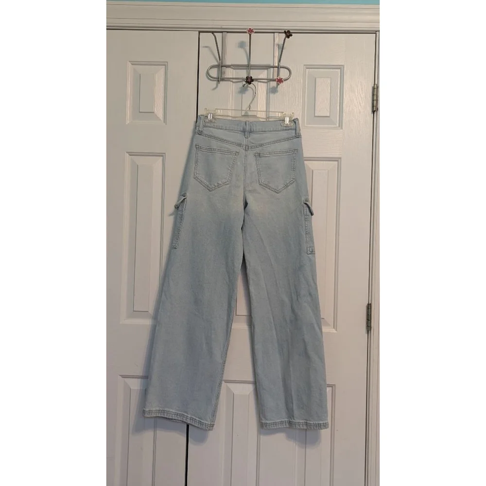 Women SO Jeans Cargo Wide Leg Size 5/27W Light Blue